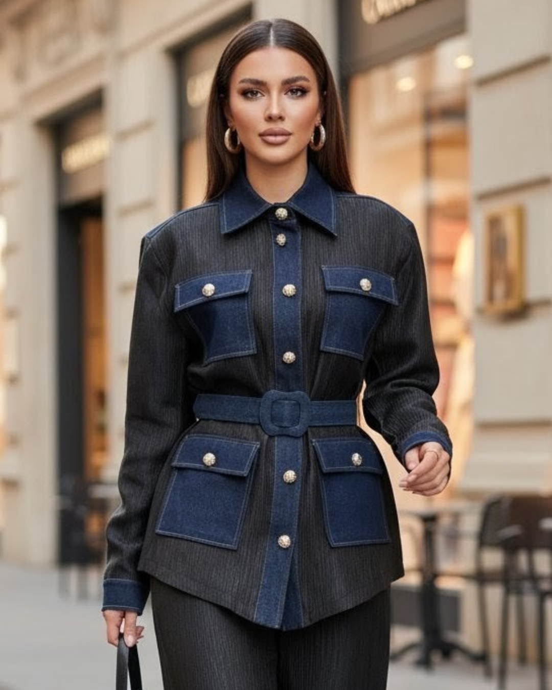 Ryder — Conjunto de camisa y pantalón con bolsillo adornado